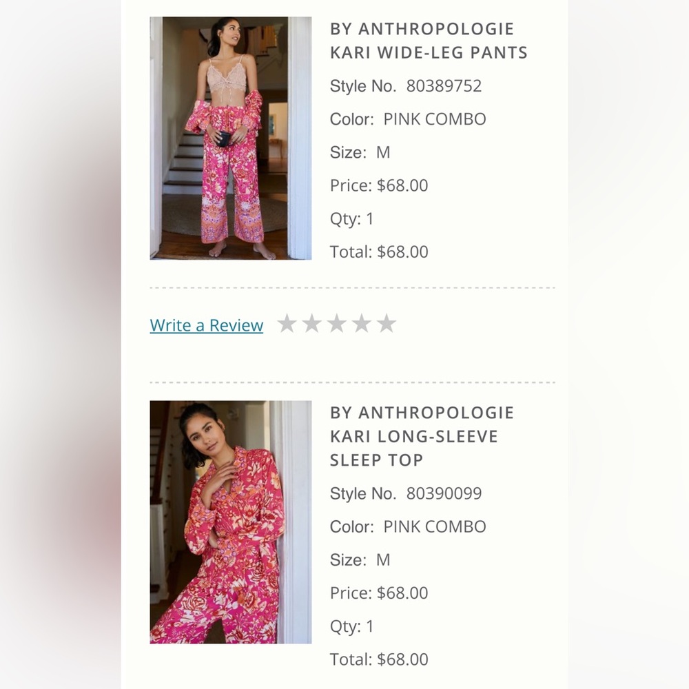 Anthropology Pajama Set// never worn, but missed the return period.